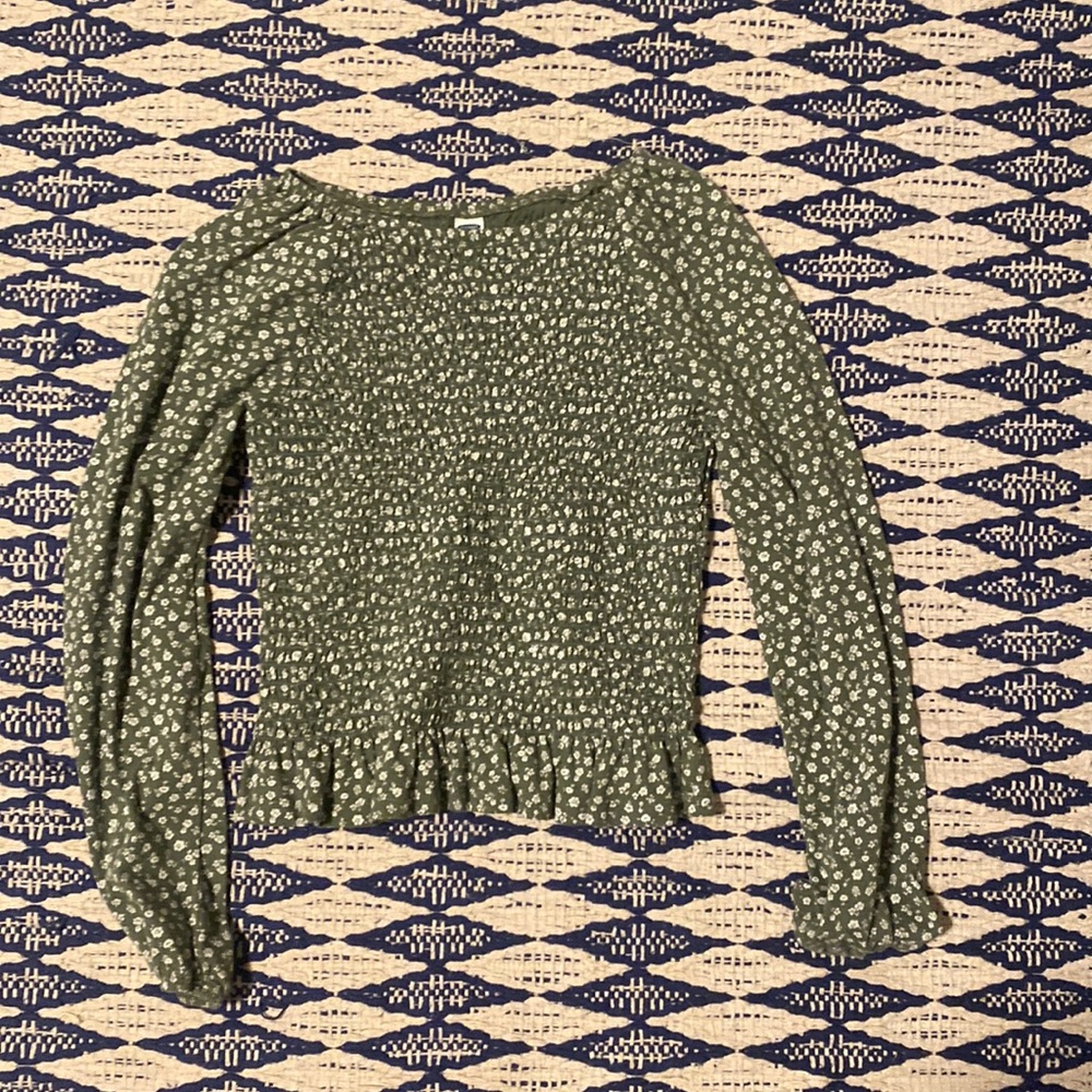Smocked green shirt